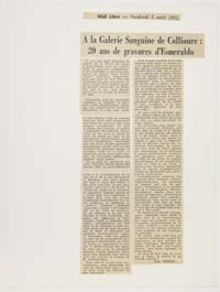 A la galerie Sanguine de Collioure: 20 ans de gravures d'Esmeraldo