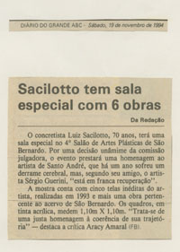 Sacilotto tem sala especial com 6 obras