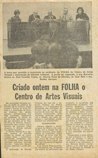 Criado ontem na Folha o Centro de Artes Visuais