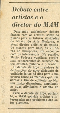 Debate entre artistas e o diretor do MAM