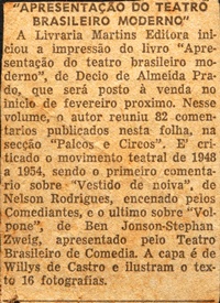 Apresentação do teatro brasileiro moderno