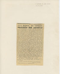 XXV Bienal de Veneza - Protesto dos artistas