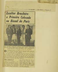 ESCULTOR BRASILEIRO O PRIMEIRO COLOCADO NA BIENAL DE PARIS