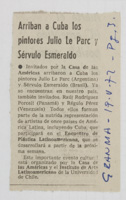 Arriban a Cuba los pintores Julio Le Parc y Sérvulo Esmeraldo