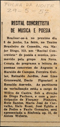 RECITAL CONCRETISTA DE MÚSICA E POESIA